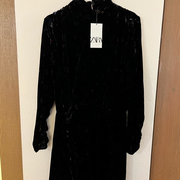 NWT ZARA Paisley Velour Dress - Picture 6 of 7
